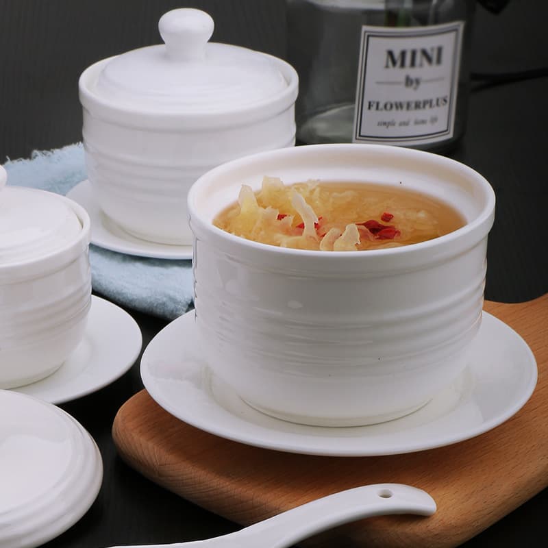 High-End Ceramic Stew Pot, Steamed Egg Bowl, Water-Proof Stew Pot, Soup Bowl, Lid Bowl, Dessert Bowl, Postpartum Soup, Nourishing Pot