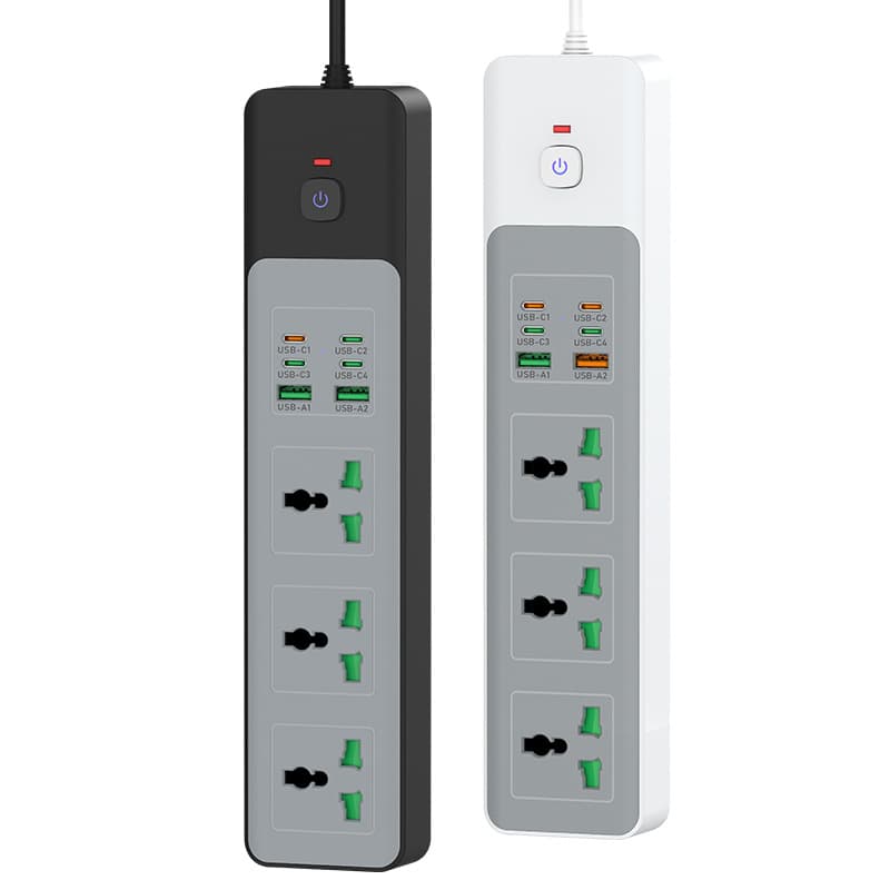 65W PD Fast Charging Power Strip with Cable (UK Standard) - High-Power USB Power Strip with Multiple Outlets and Overload Protection.