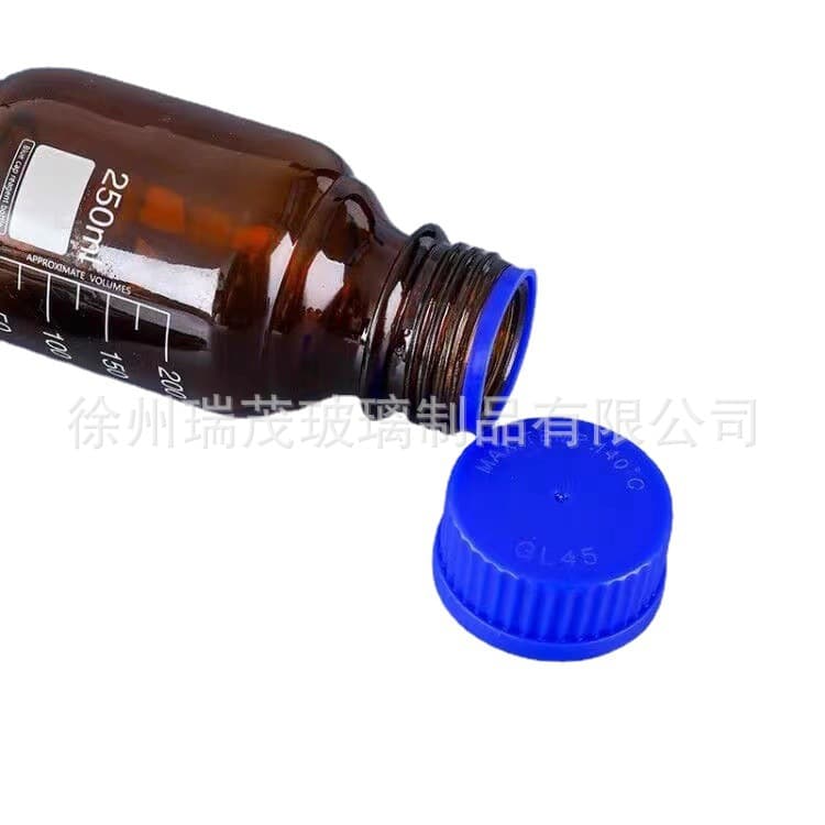 Transparent Sealed Bottle Promotional Lab Screw Mouth Liquid Sample Bottle Brown Blue Cap Graduated Glass Reagent Bottle