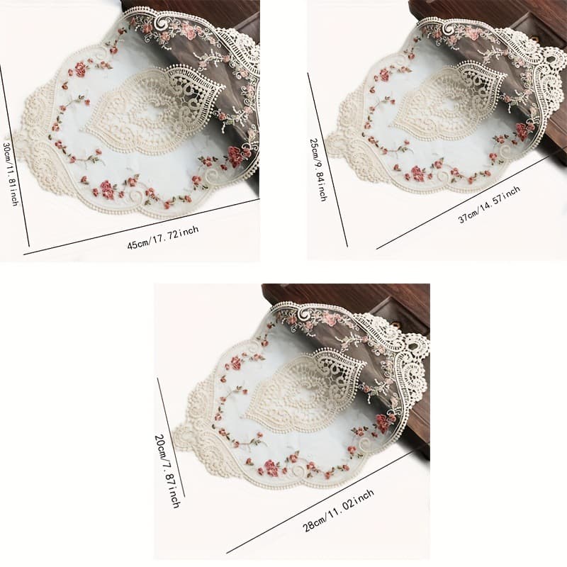French Lace Embroidery Placemat Bedside Table Cloth Furniture Decor Vintage Mesh Mat Photo Prop Cup Mat