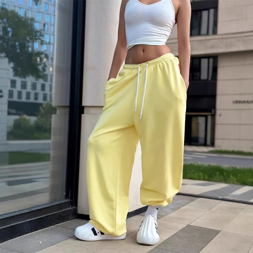 Amazon EU/US Cross-border Casual Women's Street Style Drawstring Pants Y2K Loose Fashion Wide-leg Pants In Stock Wholesale