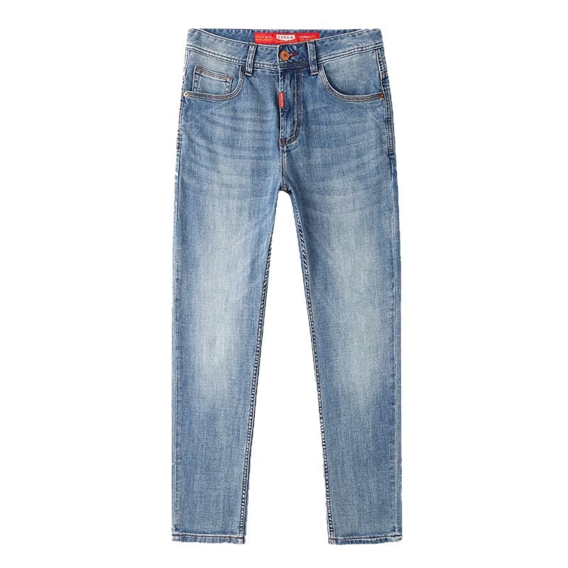 Summer New Vintage Luxury Light Blue 9/10 Men's Slim Stretch Jeans