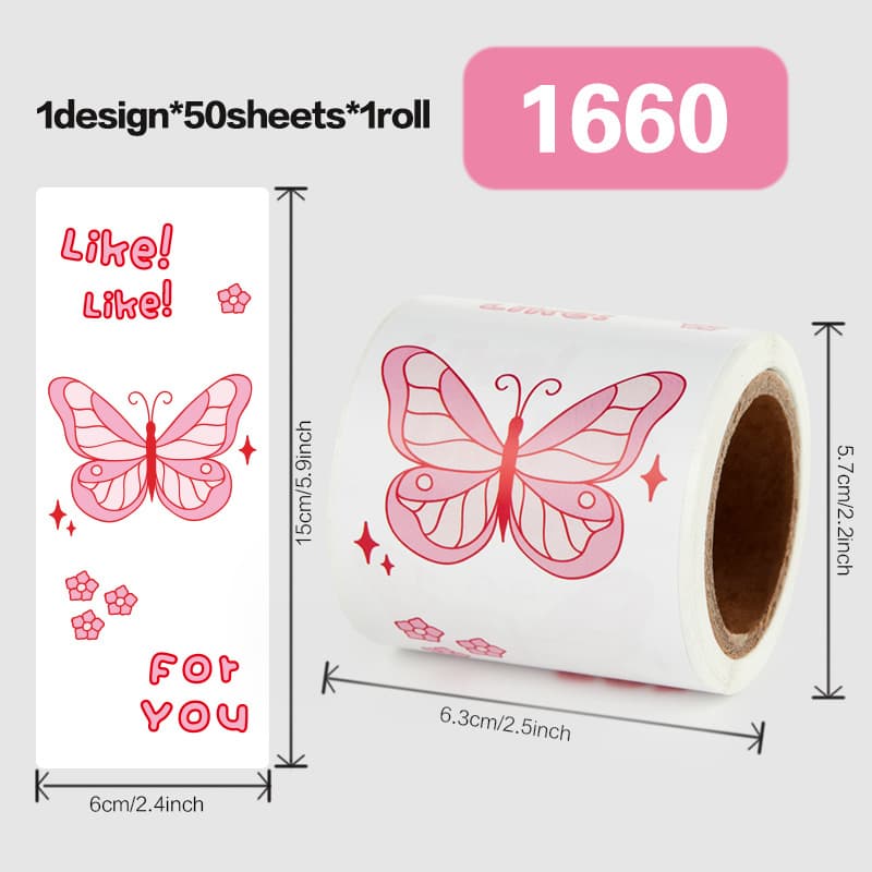 Bow thank you sticker, sweet style rectangular self-adhesive sticker