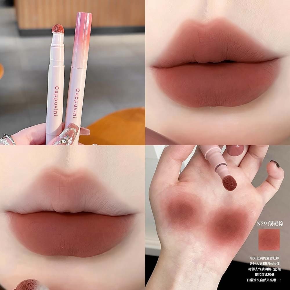 CAPPUVINI Soft Matte Lip Powder Cream Shimmer Lip Gloss Natural Lipstick