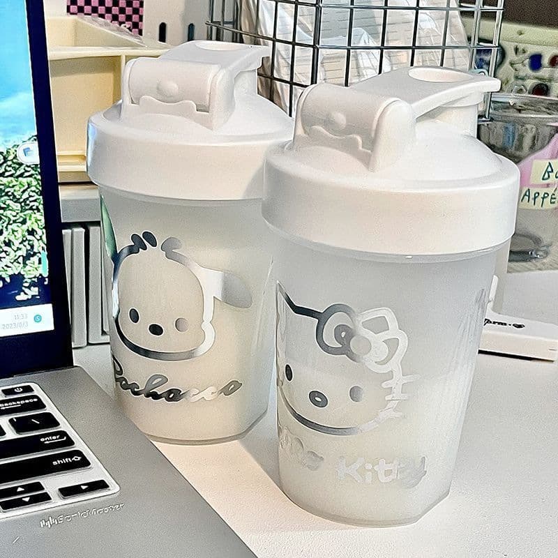 Sanrio Sports Water Bottle for Women, High Appearance Graduated Fitness Shaker Cup, Student Plastic Cup, Cute Portable