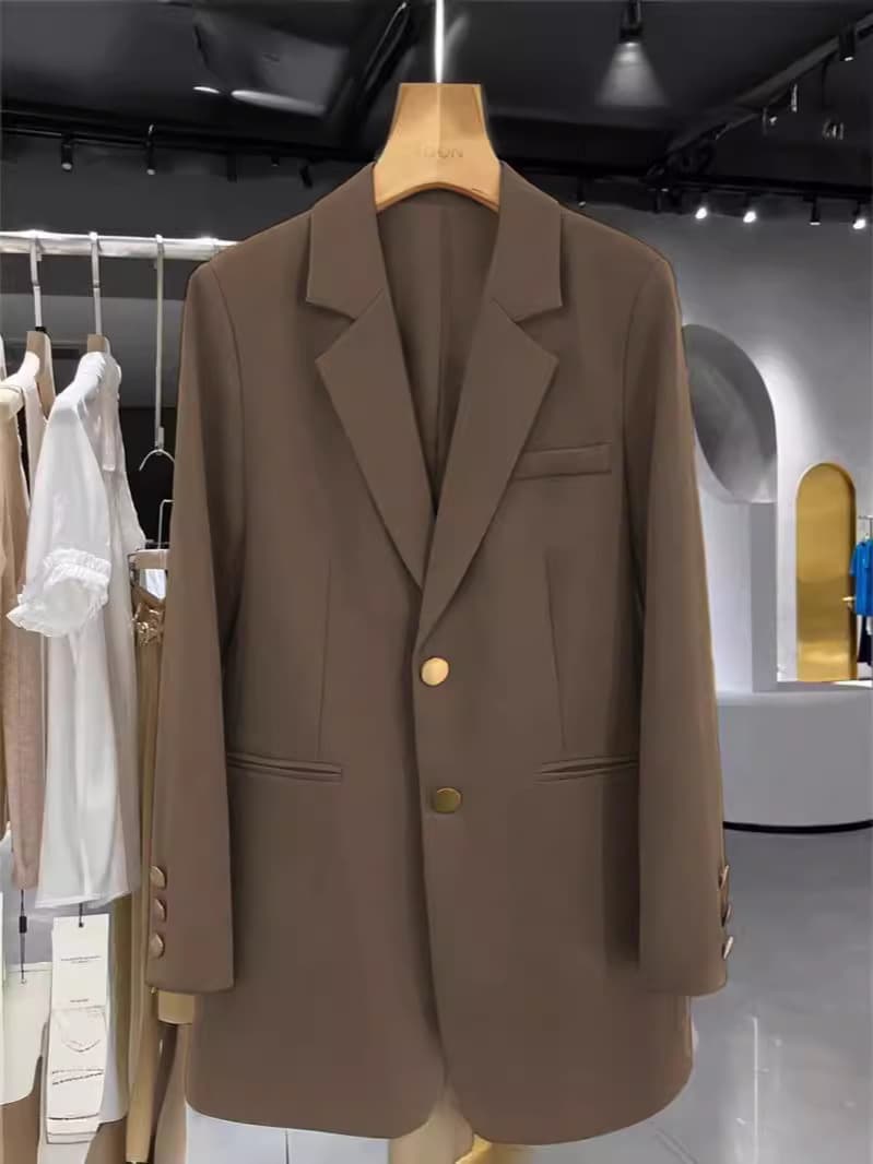 Women's 2024 Spring/Autumn New Orange Blazer, Petite Style, Casual and Elegant, High-End, This Year's Trendy Blazer