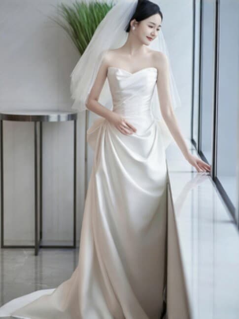 Satin Wedding Dress 2026 New Engagement Gown Petite Mermaid Bride Dress