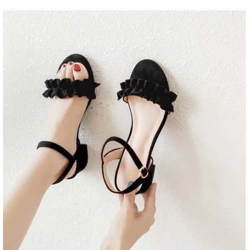 Women's Sandals Summer 2025 New Fashion Mid Chunky Heel Buckle Strap Fairy Style Dress Shoes