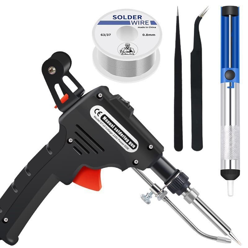 Portable Handheld External/Internal Heating Soldering Gun Set, Manual Solder Feed Soldering Iron 60W EU/US Plug