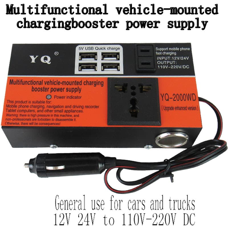 Car Multi-Function Inverter 12V 24V to 220V Step-Up Converter Charger Universal Power for Cars and Trucks