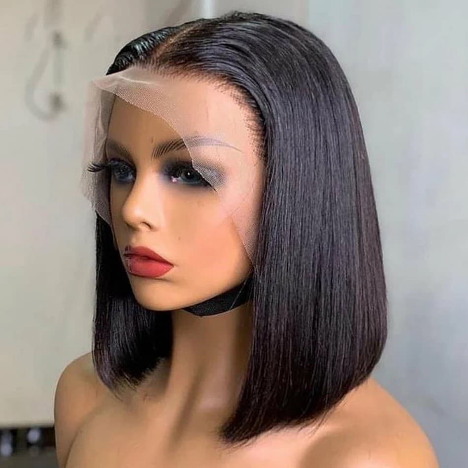 Short Bob Wig for Women, Middle Part, Shoulder-Length Straight Hair, Factory Stock for Export