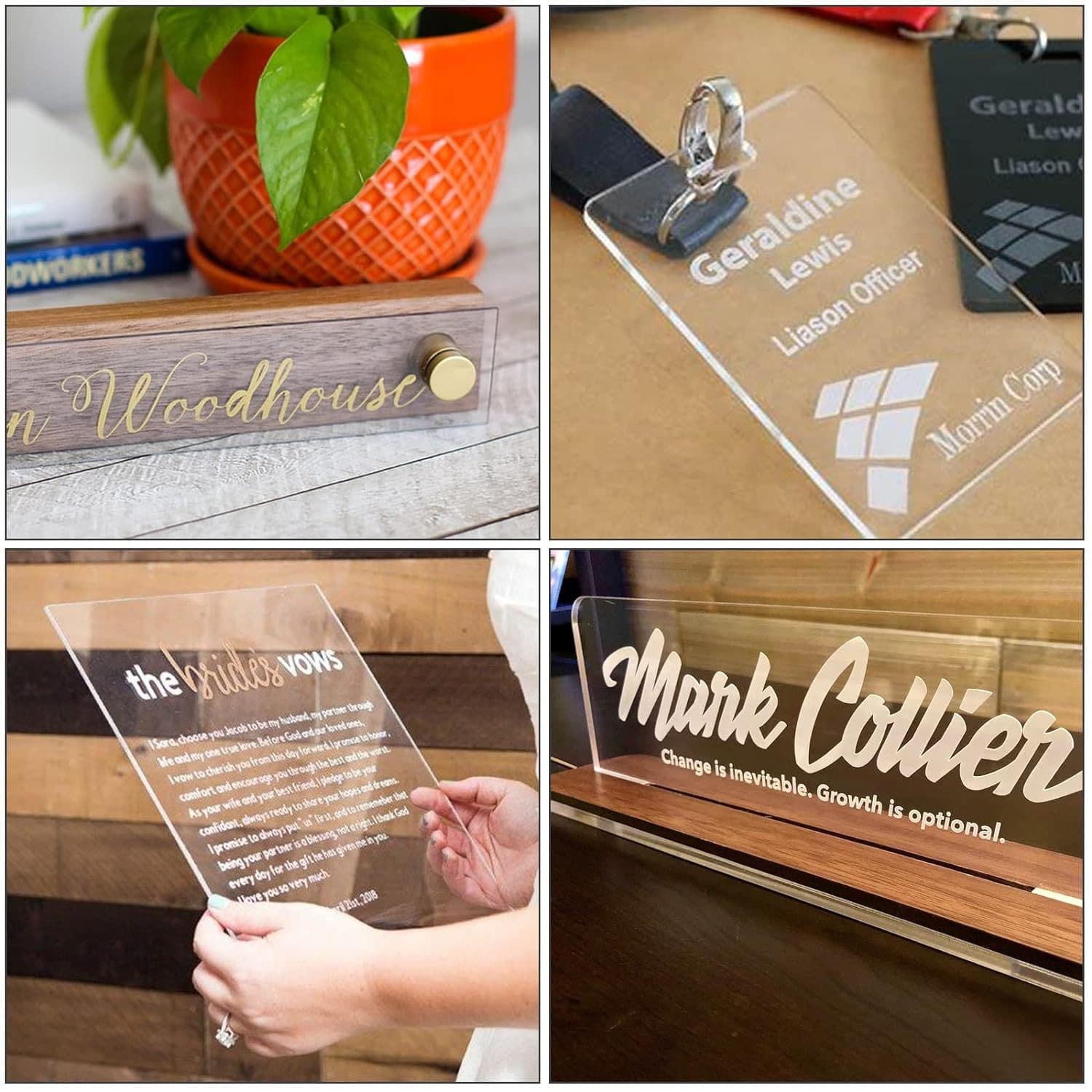 Acrylic transparent plexiglass photo frame replacement DIY blank logo hand-painted color palette wedding invitation card