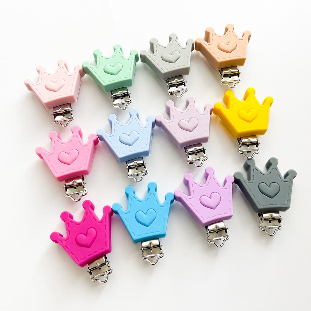 Manufacturer Supplies Crown Silicone Pacifier Clip DIY Duckbill Clip Infant Pacifier Anti-Drop Chain