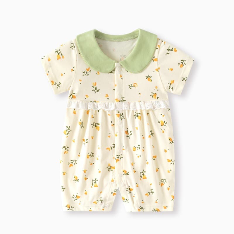 Cross-border direct factory source of summer pure cotton baby bodysuit, Class A pure cotton cartoon baby romper, thin