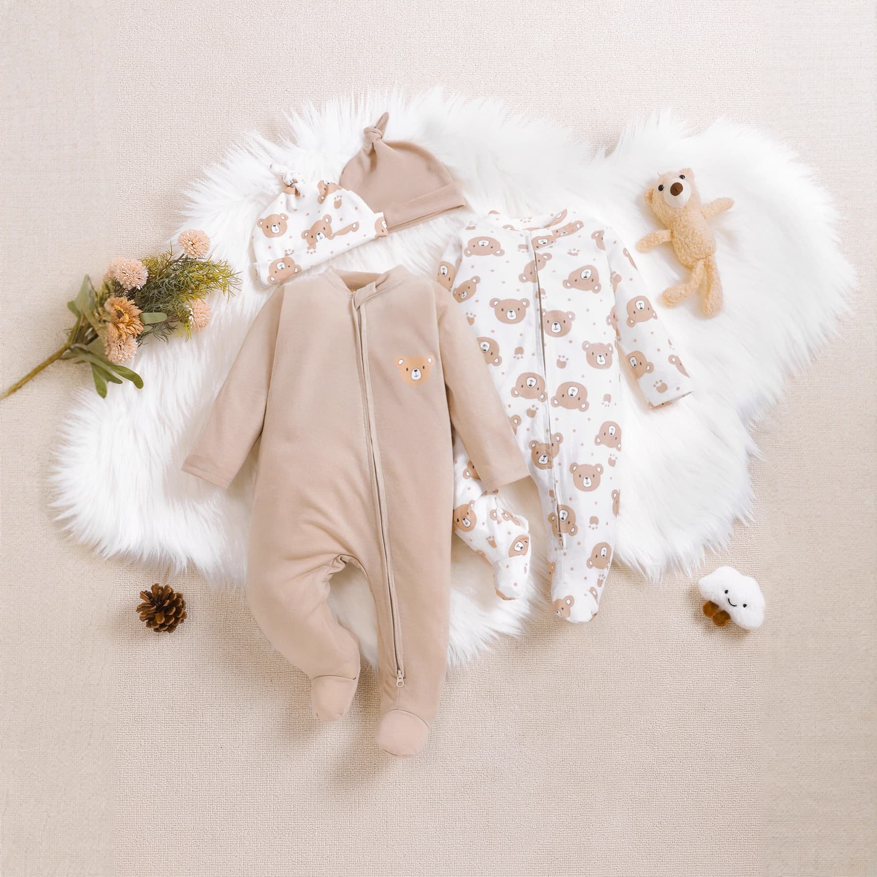 Double Zipper Romper All-Season Footed Newborn A-Class Baby Bodysuit Long Sleeve Spring Autumn Thin One-Piece
