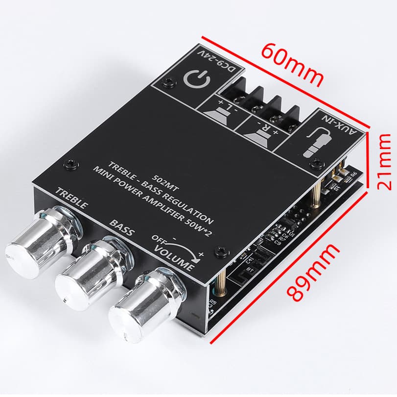 ZK-502MT 2.0 Stereo Bluetooth Audio Digital HiFi Amplifier Module 50W*2 with High and Low Frequency Adjustment