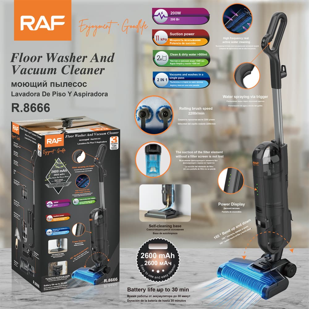 Raf Cross-Border Vacuum Cleaner, Wet and Dry Floor Washer, Two-In-One Multifunctional Cleaner, Washing and Mopping All-In-One Machine, Wireless
