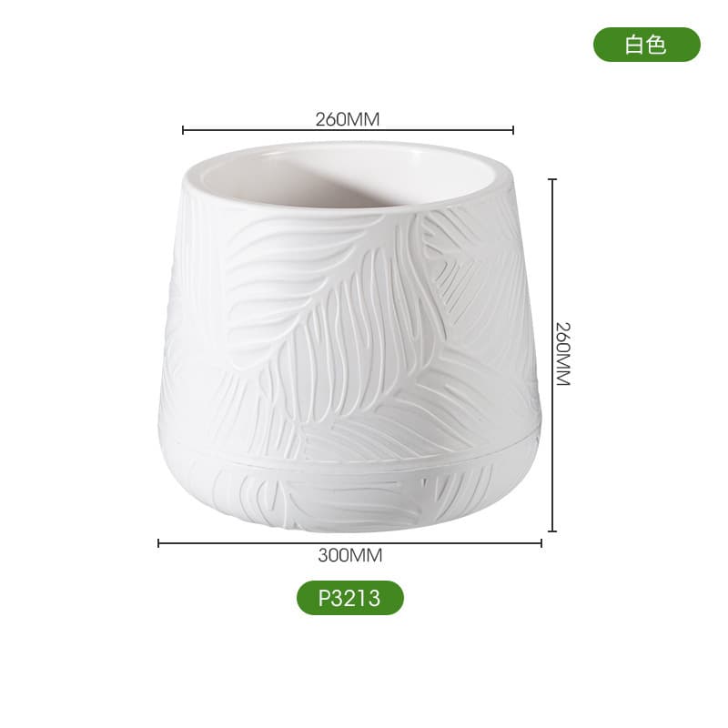 Extra-large white ceramic floor pot, perfect for living room use, ideal for snake plants and schefflera.