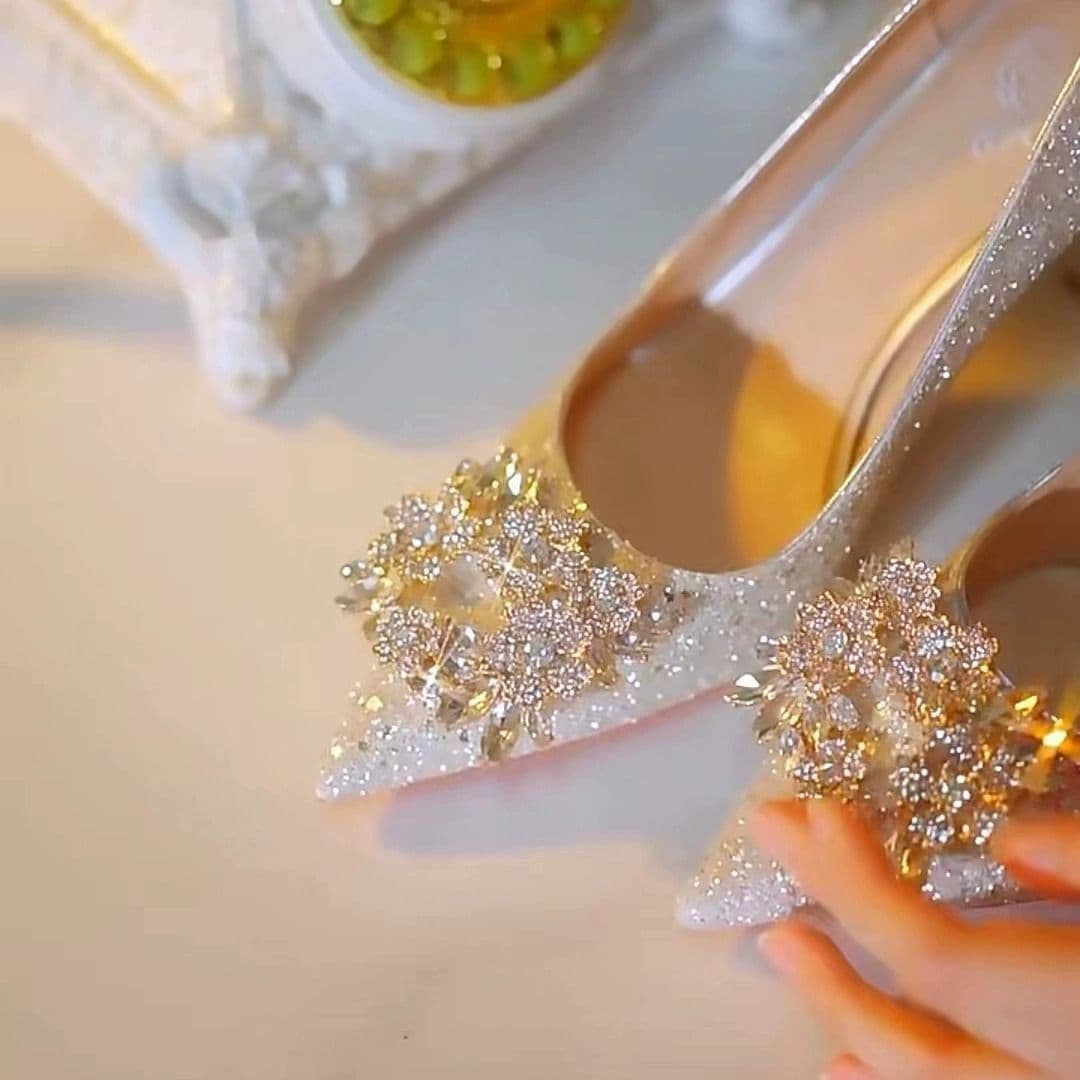 French High Heels Summer Women 2025 New Crystal Shoes Wedding Shoes Bride Main Wedding Shoes Unique