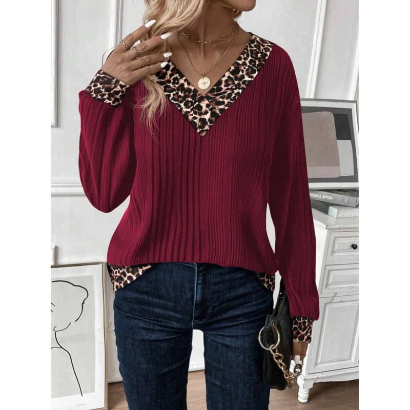 B 73338 Ribbed V-neck top (for cross-border e-commerce platforms, including AliExpress)