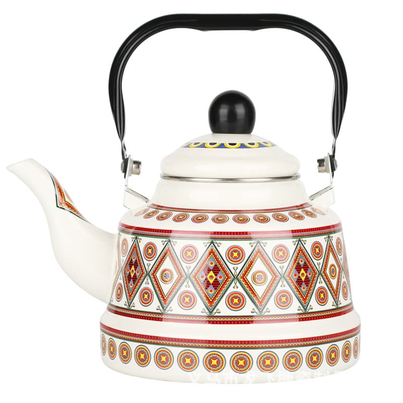 Enamel Yellow Memory Flower Pear-shaped Pot Vintage Nostalgic Enamel Pot Home Kettle Printable logo