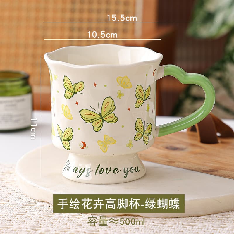 Highly Aesthetic Floral Ceramic Mugs with Unique Design, Ceramic Cups for Cross-Border Gifting, Birthday Gifts for Girls, and Souvenirs