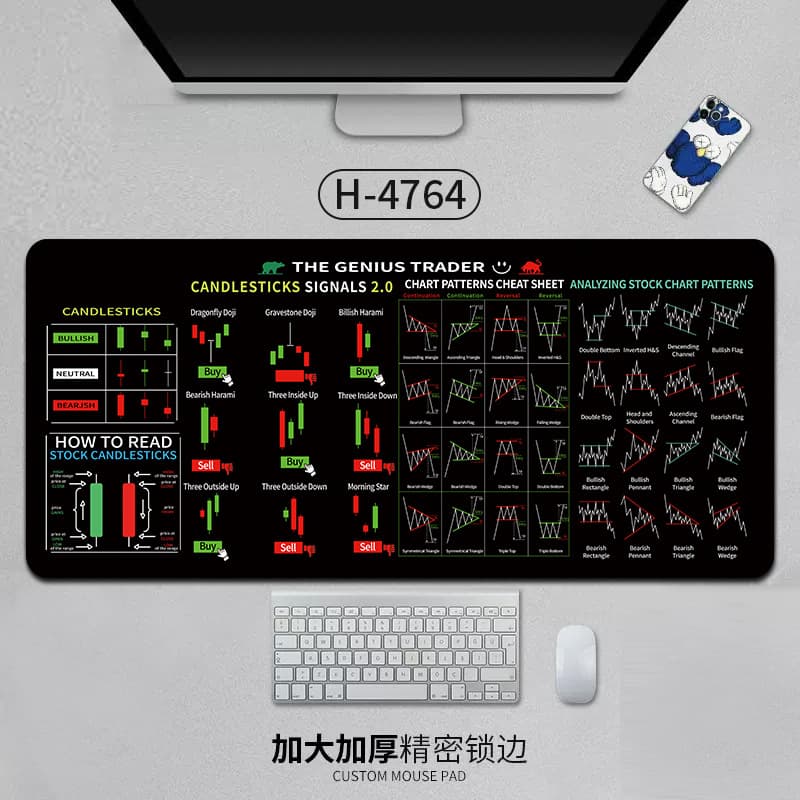 Project Manager Mouse Pad, Stock Trend Chart Desk Mat, Extra Large Office Thickened Non-Slip Gaming Mouse Pad