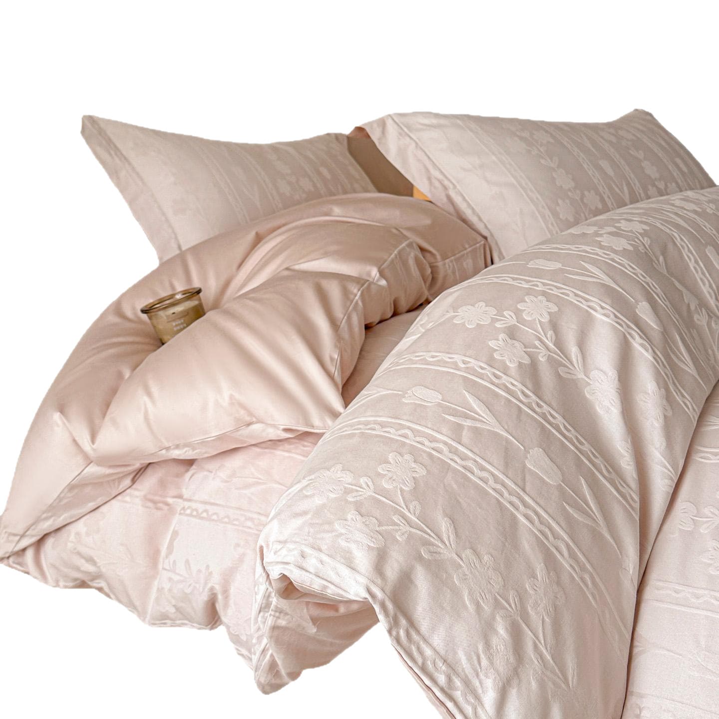 Class A 100% Cotton High Count Long Staple Cotton Sateen Jacquard Duvet Cover & Fitted Sheet Set 2026 Pure Cotton Bedding Set for 3/4 Pieces