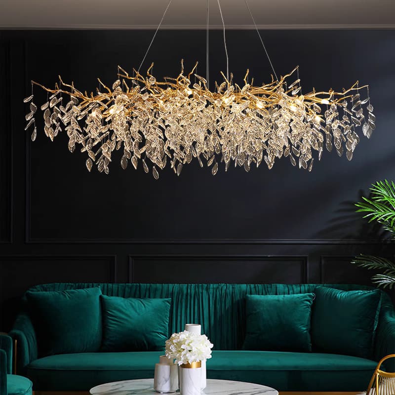 Luxurious Crystal Lamp, Simple and Elegant French Luxury Duplex Building, American Branch Light Luxury Living Room Crystal Chandelier Round
