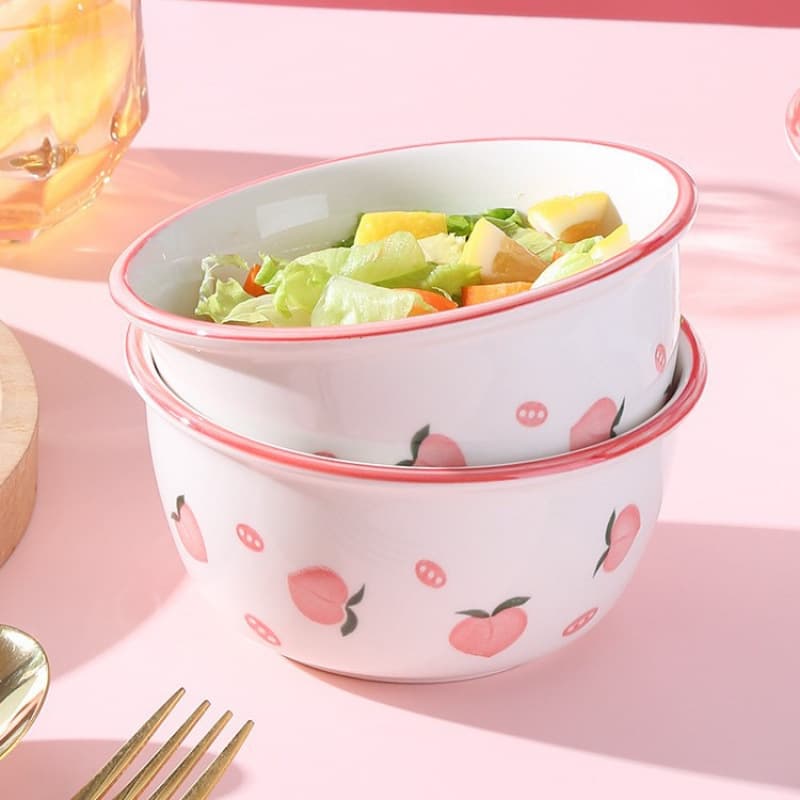 Japanese-style creative ceramic tableware, blessing fruit bowl, small household eating bowl, cute rice bowl, no shipping included, wholesale.