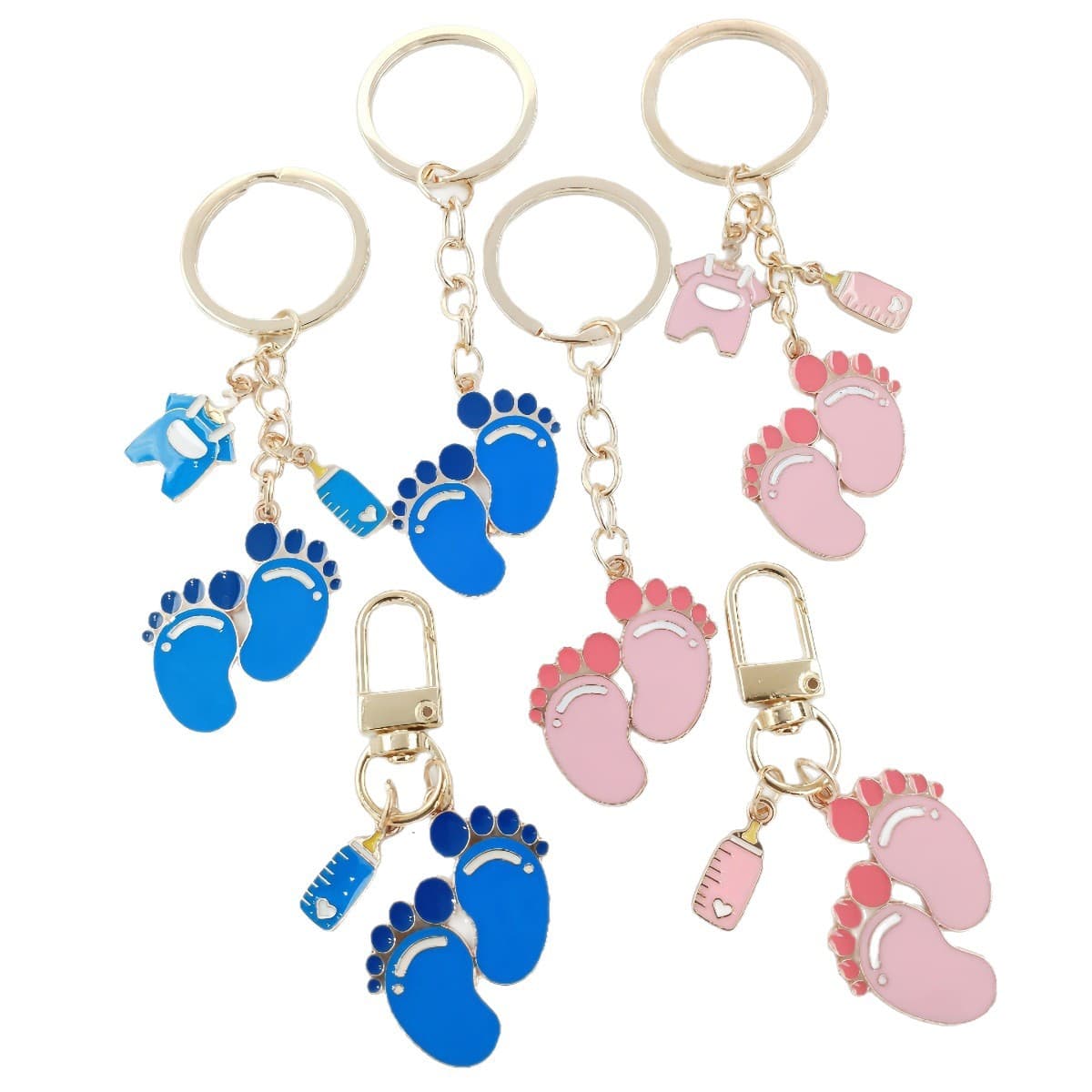 Cross-border Amazon Alloy Oil Drop Foot Baby Clothes Milk Bottle Children's Cute Pendant Keychain Gift for Friends