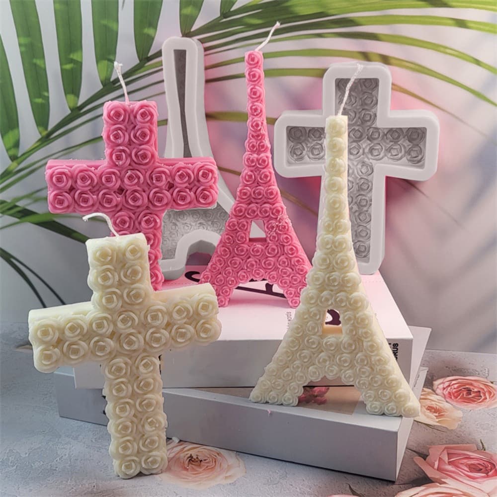Rose Cross Shape Silicone Mold DIY Plaster Resin Crafts Decoration Baking Cake Chocolate Mold