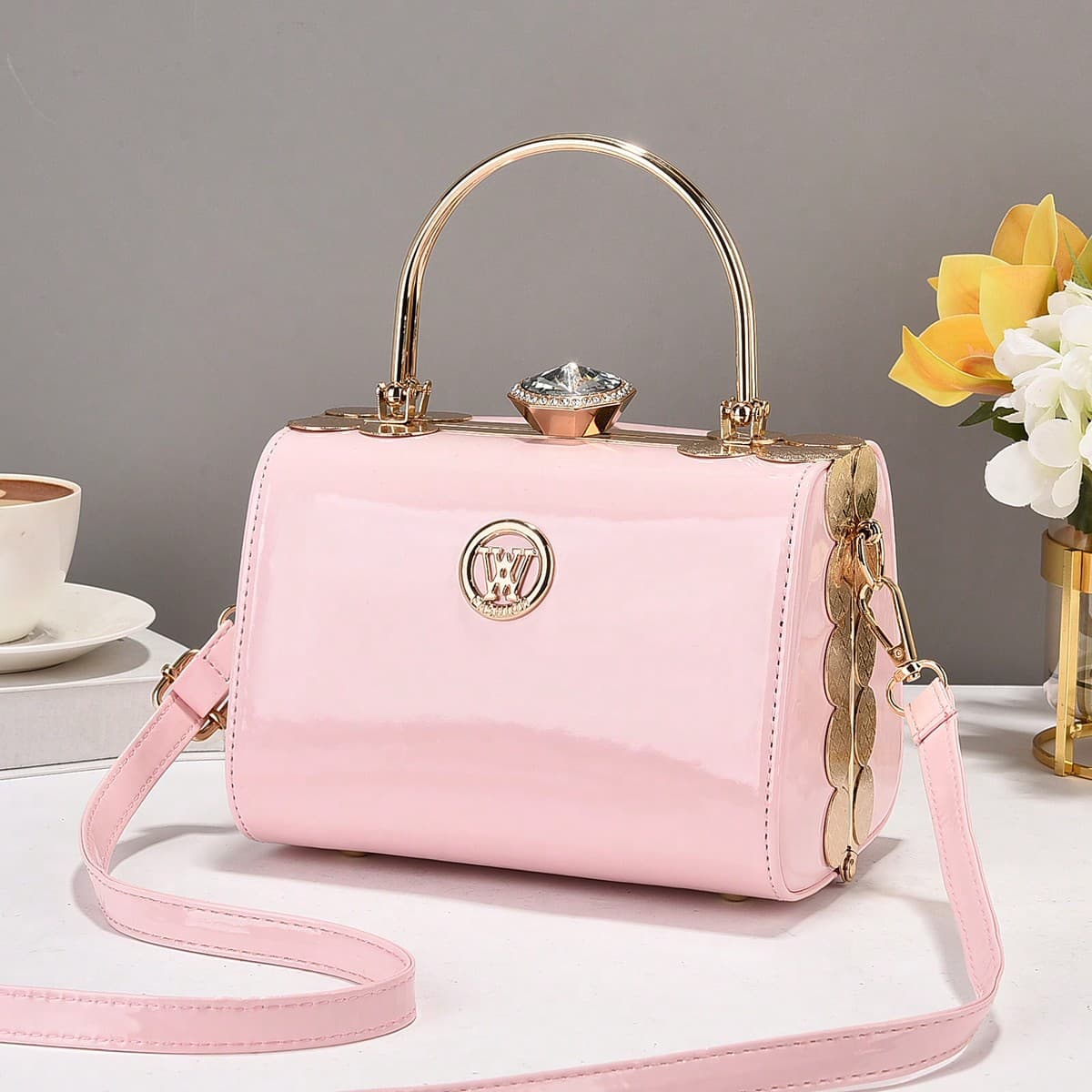 Bridal Bright Leather Handbag 2022 New Fashion High-end Women's Bag All-match Shoulder Crossbody Portable Box Trendy Bag
