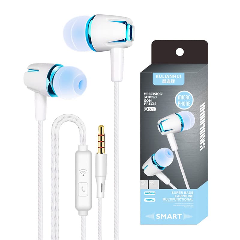 In-stock wired earphones 3.5mm straight plug in-ear headphones with mic and remote universal for mobile phones wholesale