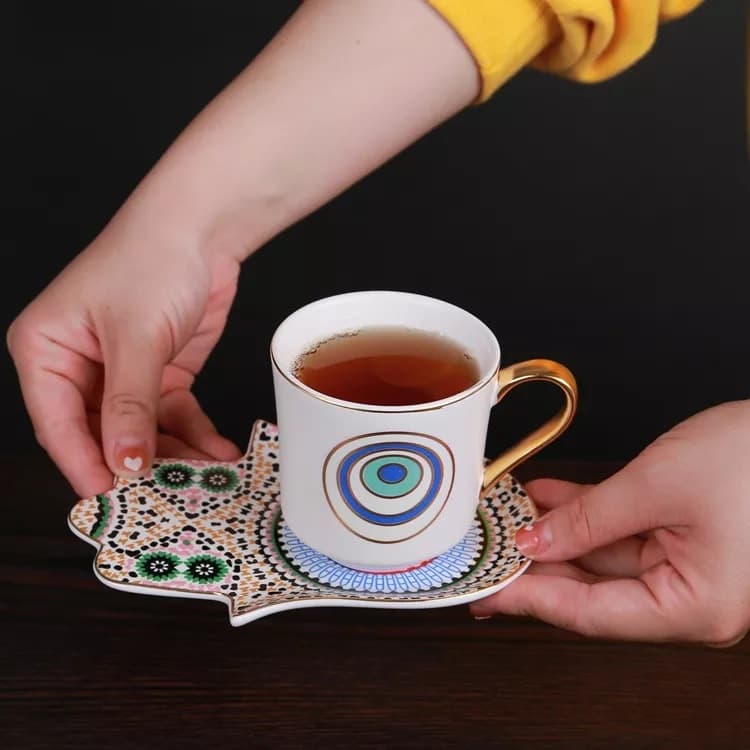European-style coffee cup and saucer gold handle ceramic afternoon tea suit fashion golden edge coffee cup and saucer suit gift home