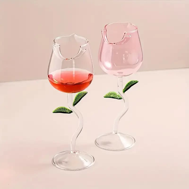 Borosilicate Glass Crystal Rose Wine Glass Valentine's Day Creative Stemmed Champagne Glass European Style
