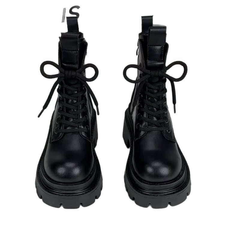 New Thick-Soled Height-Increasing Martin Boots for Women 2025 Autumn and Winter Boots British Style Single Boots Fashionable Short Boots for Small People