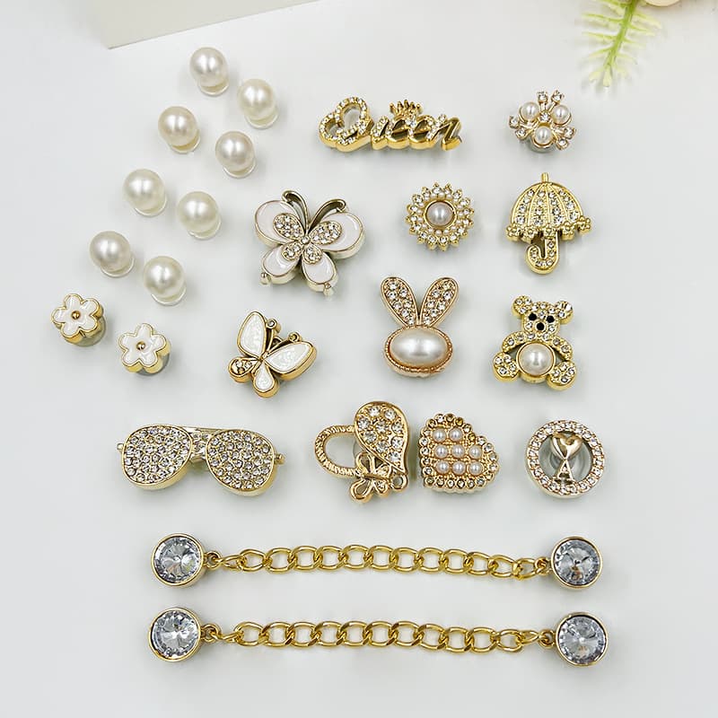 Hot Selling European American Style Full Rhinestone Sunglasses Croc DIY Removable Shoe Charms Wholesale
