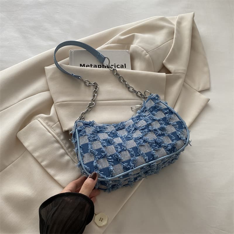 Dopamine Underarm Small Bag Women's 2024 New Ins All-match Plaid Star Dumpling Bag Casual Shoulder Bag Trendy
