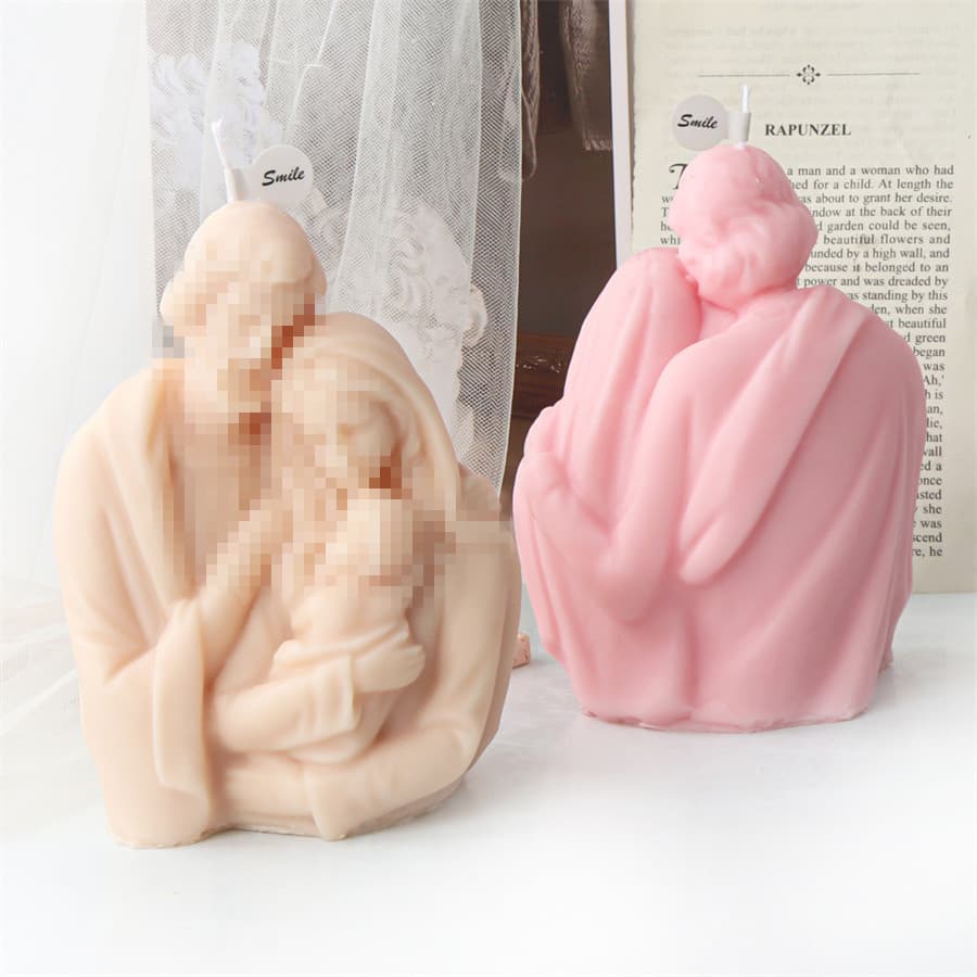 New Human Embrace Silicone Mold DIY Family of Three Plaster Aromatherapy Candle Decorative Ornament