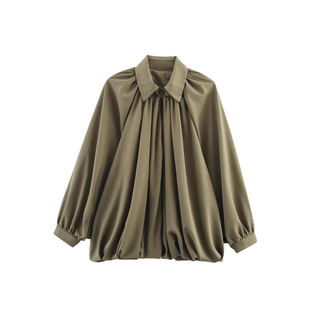 2025 Spring New Fashion Loose Batwing Puff Bomber Jacket Coat