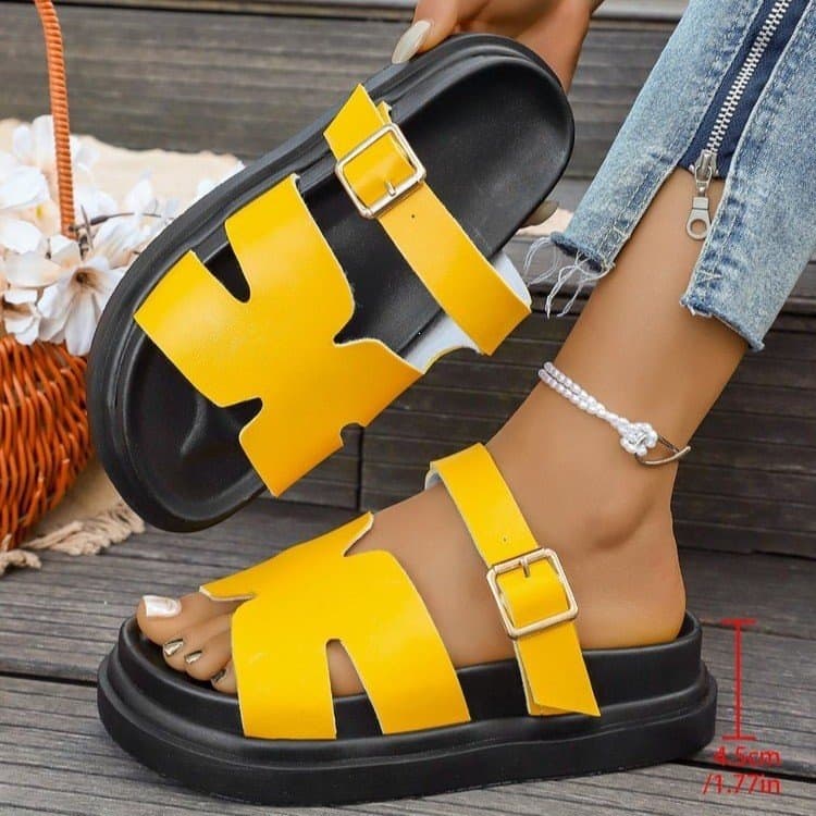 2026 Summer New Style Cross-border Plus Size Slippers for Women, Versatile Platform Slippers with One-Strap Buckle, European and American Style Birken Sandals for Women, Wholesale
