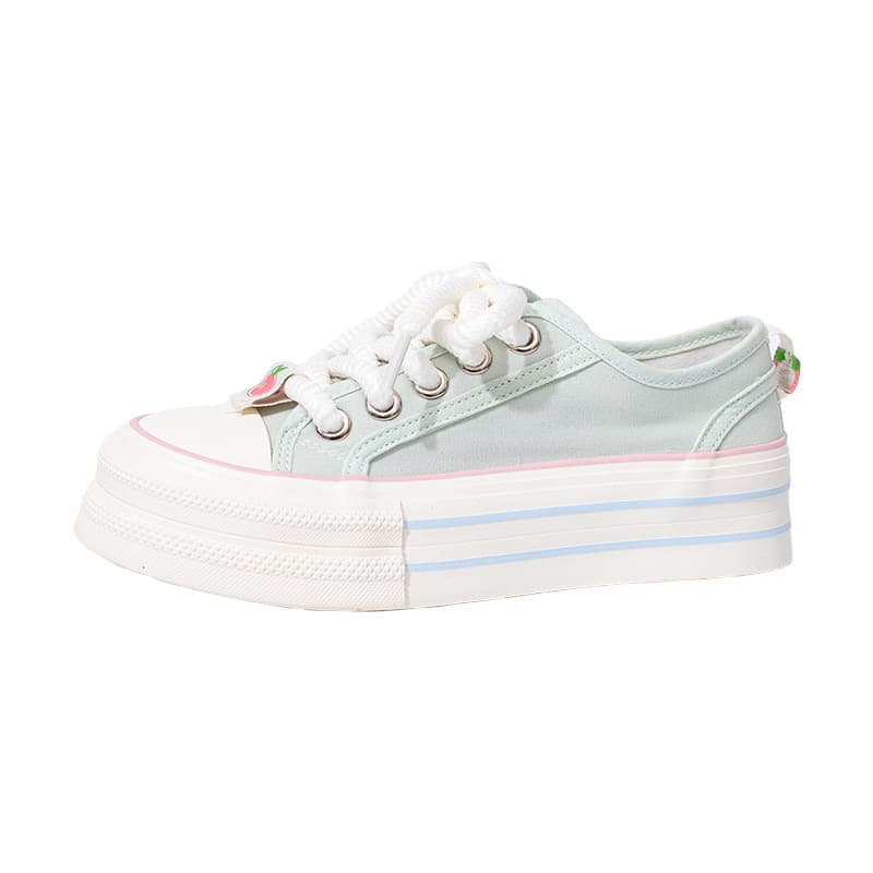 Warrior Dopamine color-blocked comfortable and versatile canvas shoes with a stylish platform sole, high-value Korean style women's shoes