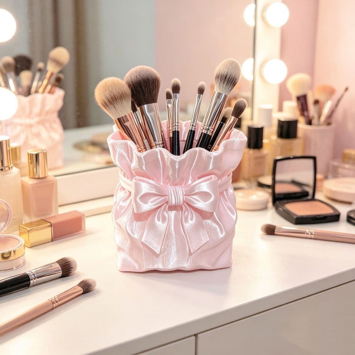 New Satin Bow Storage Box 3D Printed Silk Jewelry Box Vase Cosmetic Desktop