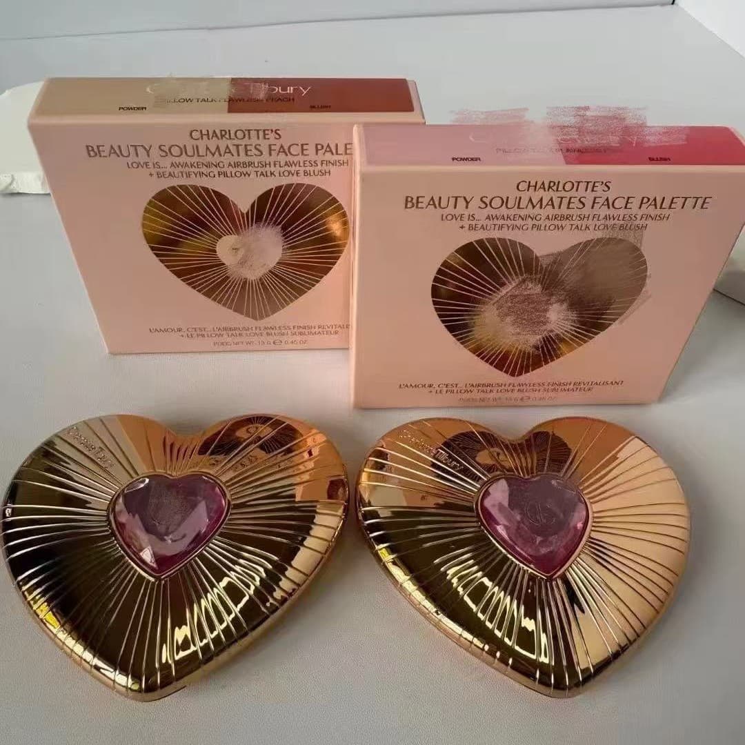 Cross-Border C-Brand Hot-Selling Product: Two-Color Heart-Shaped Blush Pink # Rose Pink Peack # Red Bean Paste