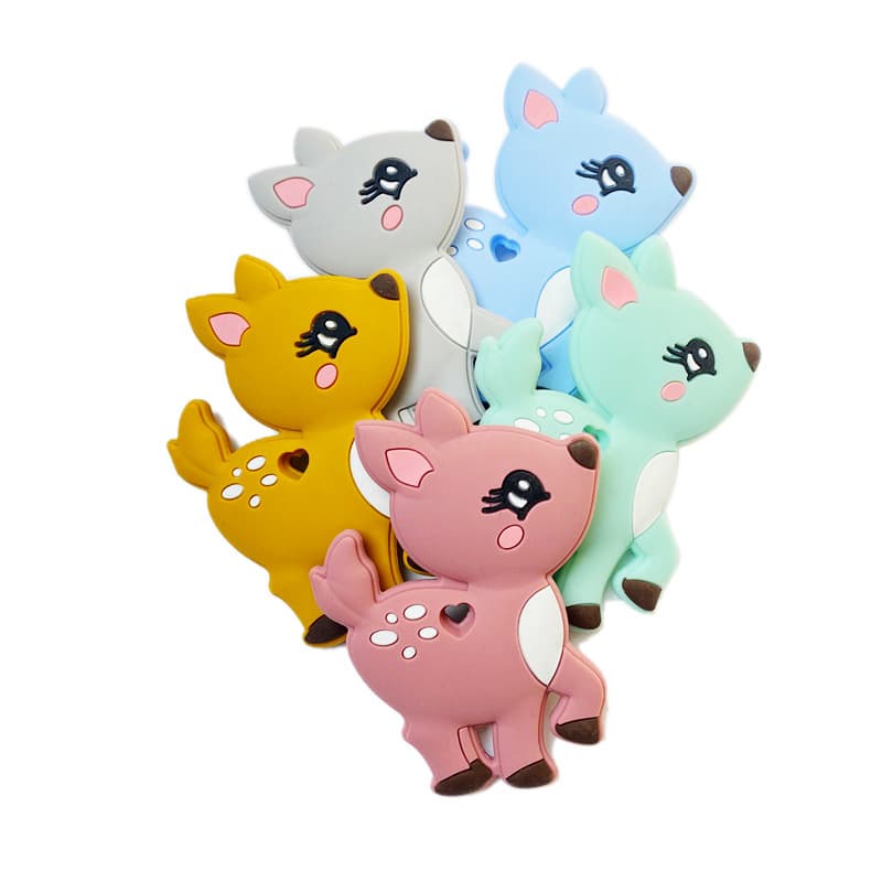 Factory Direct Silicone Deer Beads Food-Grade Children's Chewable Pacifier Clip Accessories Loose Beads