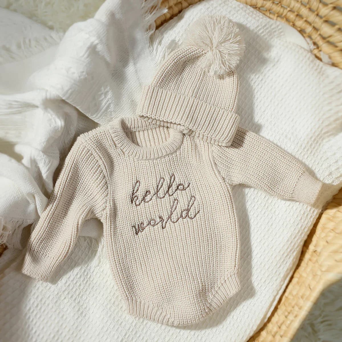 Ins Newborn Knit Cotton Bodysuit, Triangle Romper with Shoulder Opening