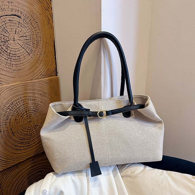 Retro canvas bag, large capacity, women's bag, 2026 new trendy fashion underarm bag, casual Korean style, handbag for commuting.