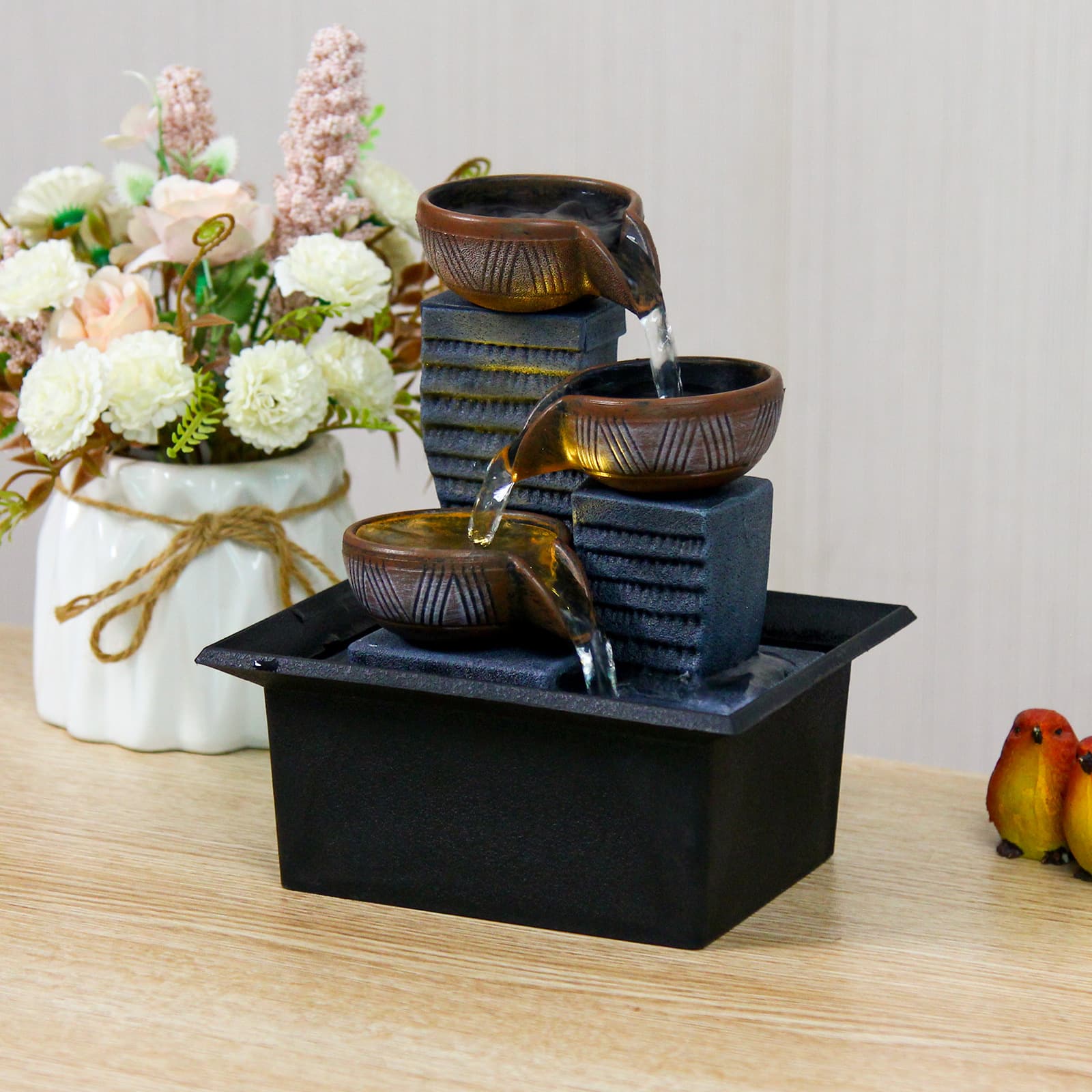 New Cross-Border Small Circulating Water Flow Ornament for Living Room Desk Home Decoration Plastic Water Fountain Gift for Business Opening