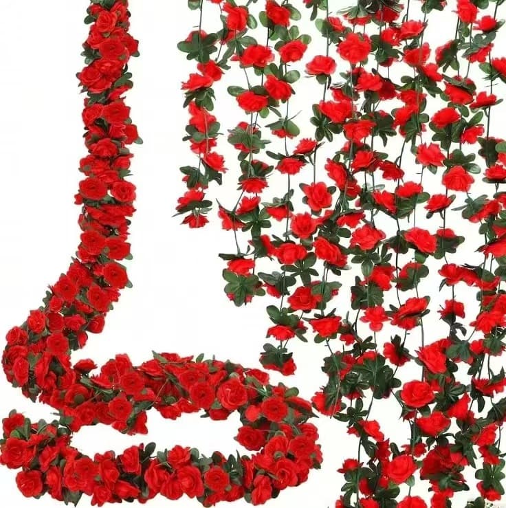 Artificial Rose Vine 45 Heads Wedding Arch Garland Peony Flower Vine Decoration Air Conditioner Cover Fake Flowers